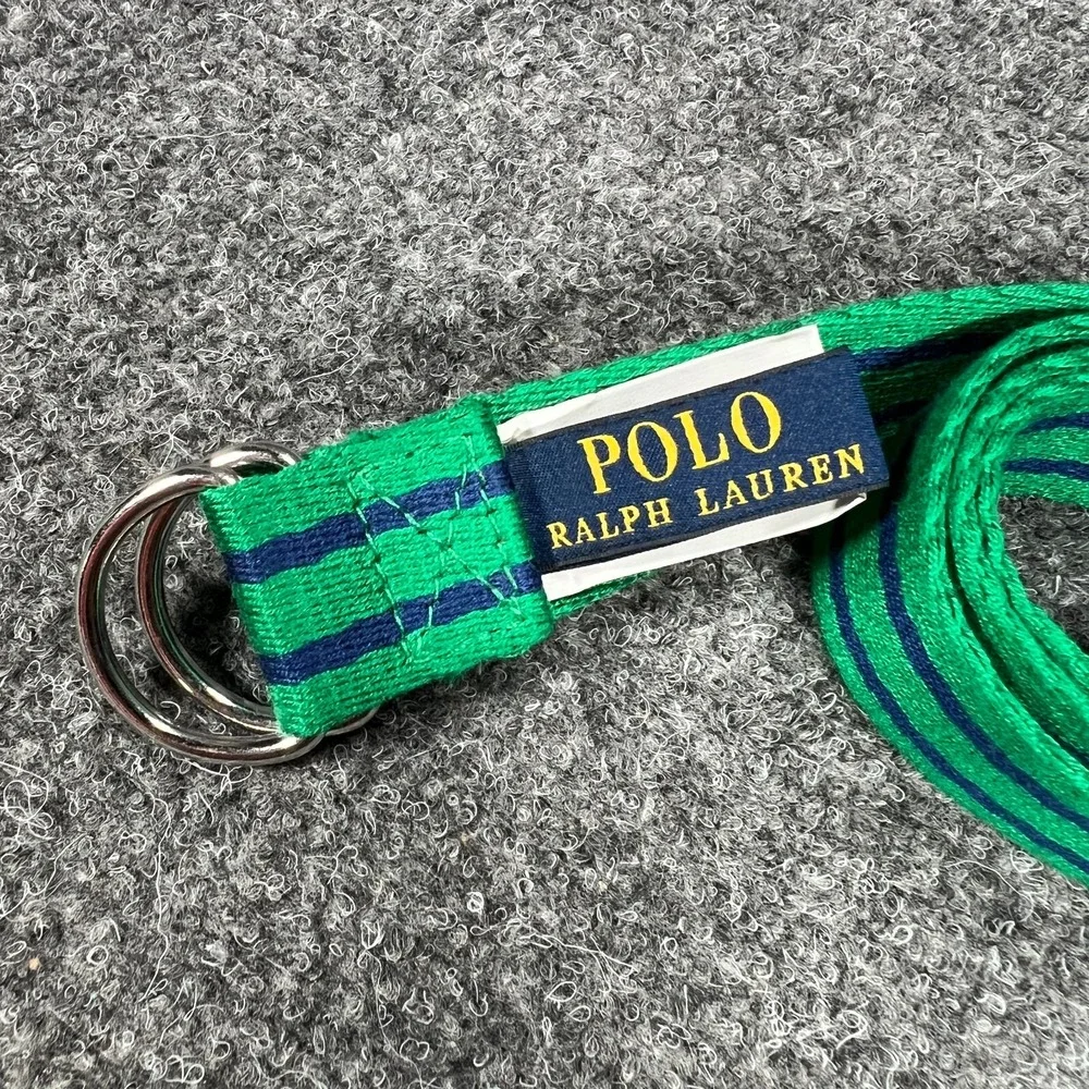 Polo Ralph Lauren Belt Youth Boys Green Blue Striped Woven D Ring 27 Inch
